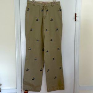 Men’s Berle khaki pants with embroidered sailboats